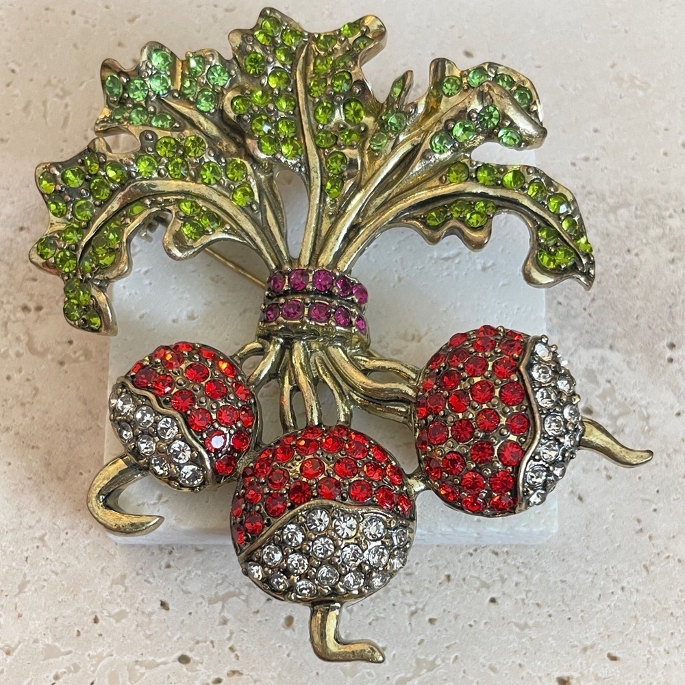 Vibrant Crystal Radish Brooch